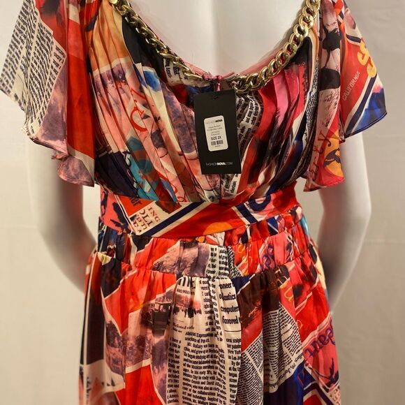 Fashion Nova Vogue Moment Printed Maxi Dress -Pink/Combo - Picture 10 of 13